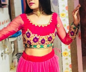 Pink Embroidered Lehenga Choli