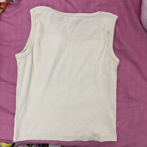 Beige manga graphic ribbed crop top