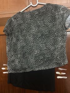 Layered Black Top with Print