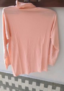 high neck A-line cotton blend top