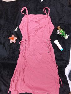 Dusty Rose Tie-Up Mini Dress