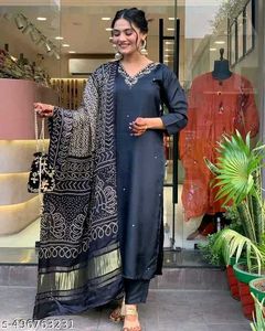 Stylish Embroidered Kurti Plazoo Set