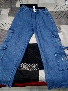 Blue Denim Cargo Pants