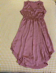 Satin Pink Sleeveless Dress Fits S-M
