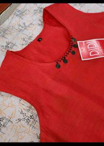 New Red Bohemian Sleeveless Kurta