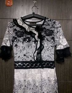 Vintage Lace &amp; Black Accent Dress