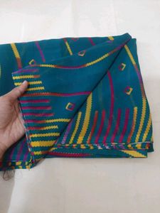 77)New Green Printed Saree