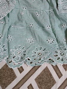 Striped Green off shoulder Crop Top