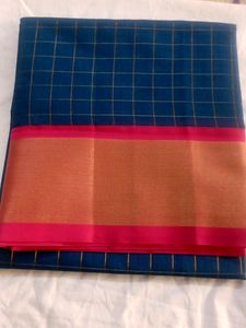 Beautiful Kuppadam  Peacock Blue And Pink Saree