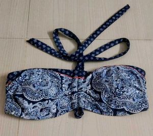 Blue Paisley Bikini Top