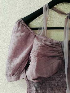 Dusty Lavender Off-Shoulder Dress