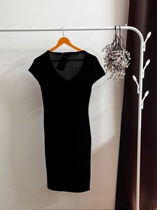 New Black V Neck Bodycon Dress