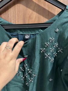 Green Embellished Kurta