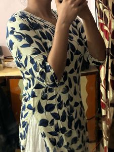 Blue Floral Print Kurta