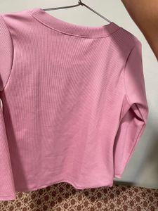 Pink Ribbed Knit Top