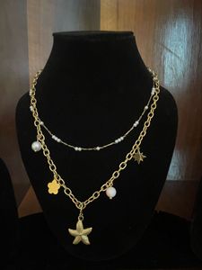 Layered Starfish Charm Necklace