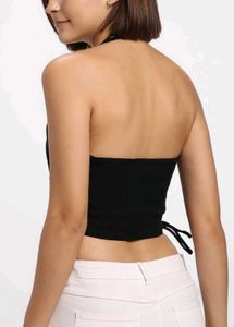 FOREVER21 Black Halter Corset Top