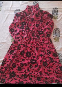 Pink Floral Print Dress