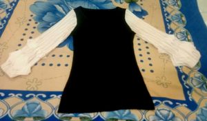 Black Dress with Sheer Sleeves