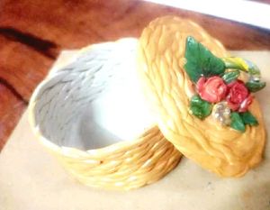 Vintage Ceramic Trinket Box with Floral Detail