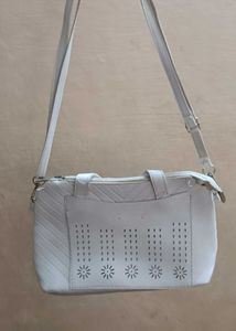 White Sling Bag With Extra Space