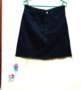 Women Black Mini Denim Skirt