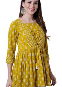 Mustard Floral Print Kurta