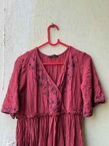 Bohemian embroidery flared maxi dress