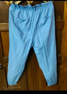 Blue Linen Blend Trousers