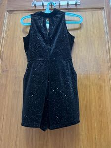 Black Sparkly Velvet Playsuit