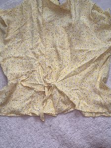 Clinched Waist Light Yellow Top