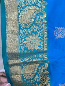 vintage Kanjivaram Blue &amp; Gold Saree