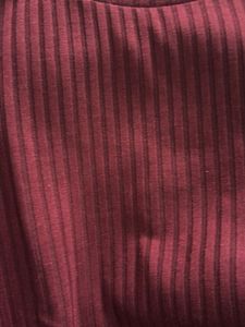 Burgundy Ribbed Knit Maxi Top With Slit