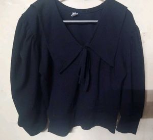 Elegant korean Black Long Sleeve Top