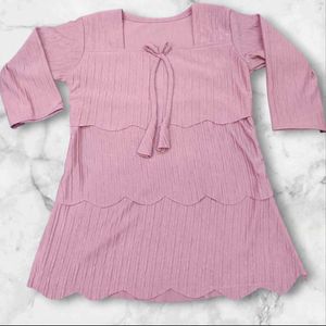 Scalloped Pink Top with Tie Detail