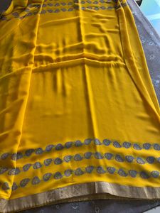 Elegant Yellow Floral Saree with blouse
