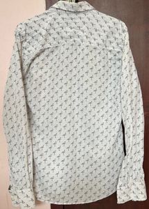 White Printed Casual Shirt| Size L