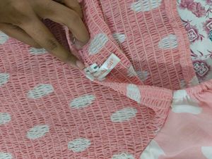 Pink Polka Dot Puff Sleeve Top