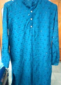 Embroidered Teal Men Kurta💙