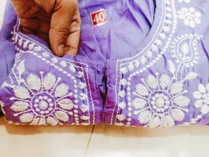 Purple Embroidered Kurta