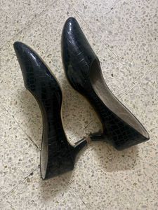 Black Crocodile Print Heels
