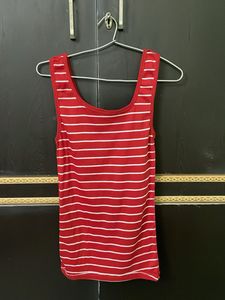 Red & White Striped Tank Dress