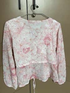 Floral Print Peplum Pink Top