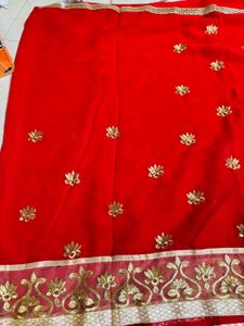 Red Embroidered Saree