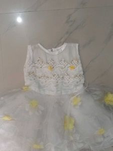 White &amp; Yellow Flower Girl Dress