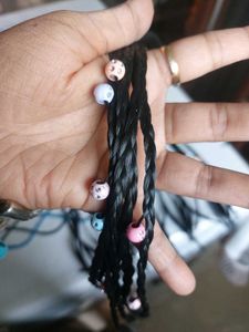 Six Braids with Colourful Stone Beads for Girls