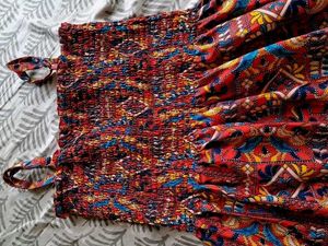 Boho Print Smocked Dress