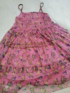 Floral Print Baby Pink Short Dress