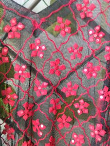 Black And Red Applique Work Suit Set