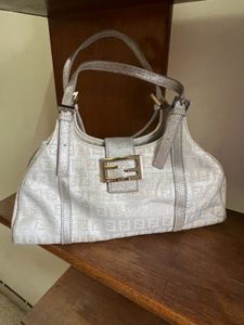 Vintage Fendi Metallic Canvas And Leather Bag
